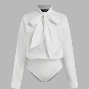 HIGH NECK KNOTTED LONG SLEEVE BLOUSE BODYSUIT